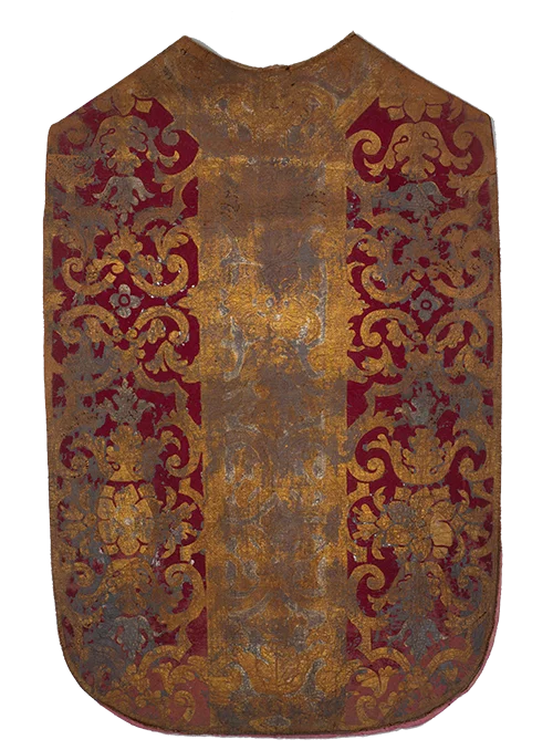 Silk fabric with pattern, dyed with cochineal, 16th century